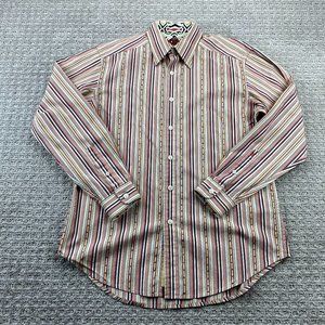 Robert Graham Shirt Men Medium M Multicolored Striped Button Up Long Sleeve